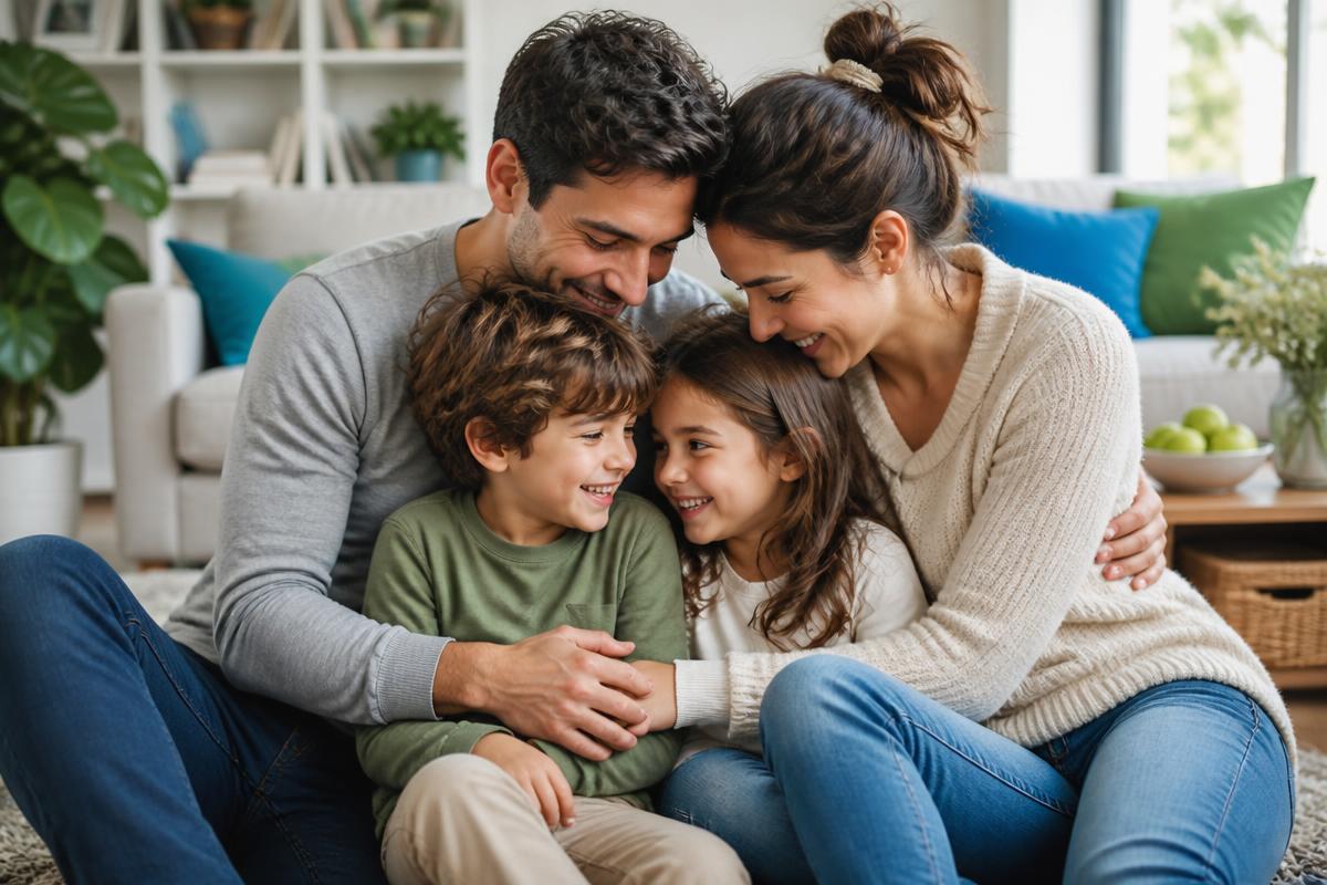 Familia sonriente protegida con seguro de salud Sanitas